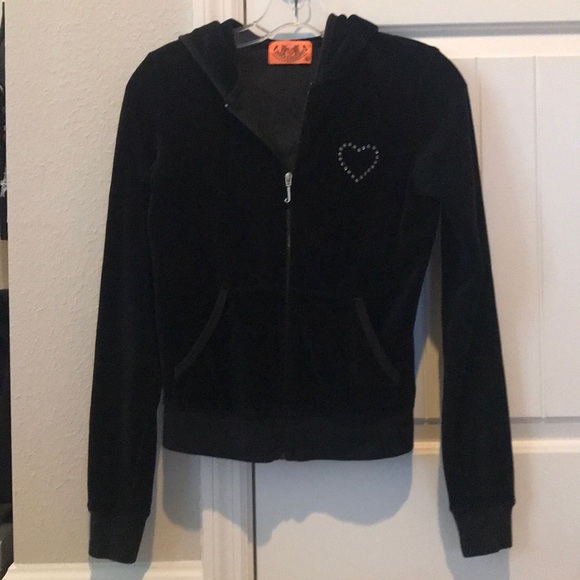 Juicy Couture Tops - Juicy Couture Black Velour Zip Up Hoodie Size S